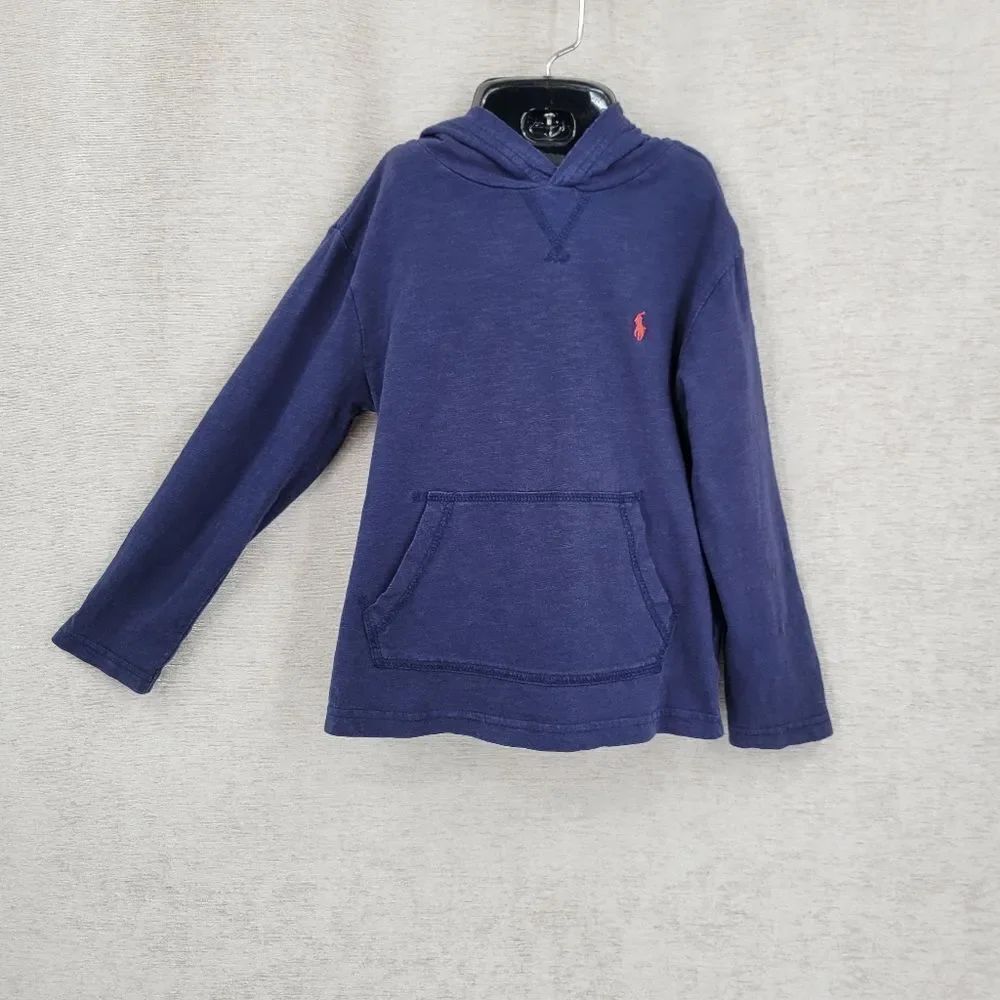 Polo Ralph Lauren Lightweight Navy Hoodie with Red Pony Logo Kids Toddler